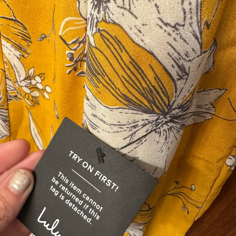 Lulus Darling Daylily Mustard Yellow Floral Print High-low Maxi Dress - Size L - Picture 3 of 4